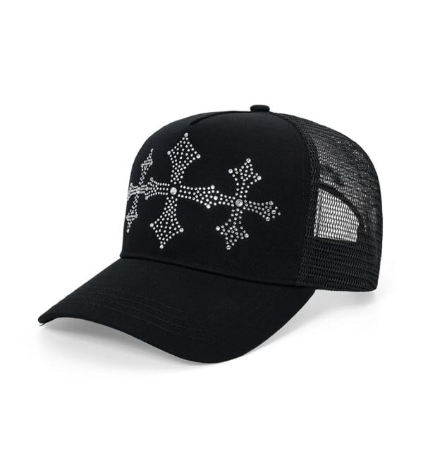 JOINT WORKS「SupBaby by SUPPLIER Shiny Cross Rhinestone Mesh Cap」|キャップ・キャスケット|ブラック