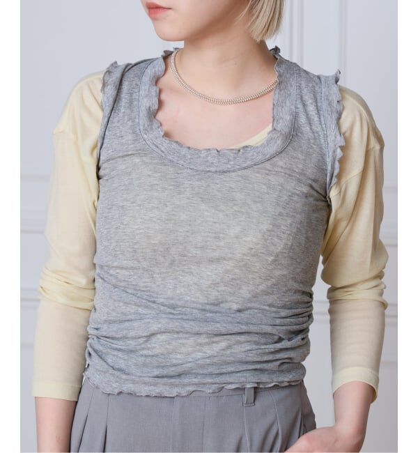 IENA LA BOUCLE「《追加2予約》seamless basic. シームレスベーシック Flounce タンクトップ」|タンクトップ|グレー