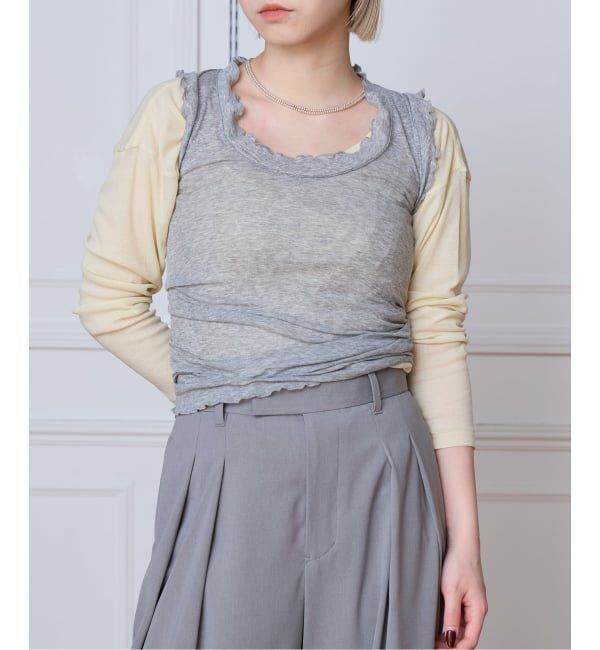 IENA LA BOUCLE「《追加2予約》seamless basic. シームレスベーシック Flounce タンクトップ」|タンクトップ|