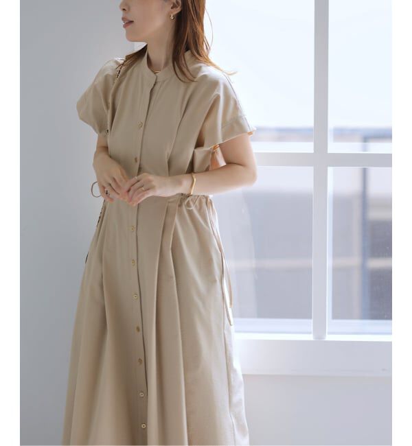  「【洗える】フレンチタックシャツワンピース」|ワンピース|