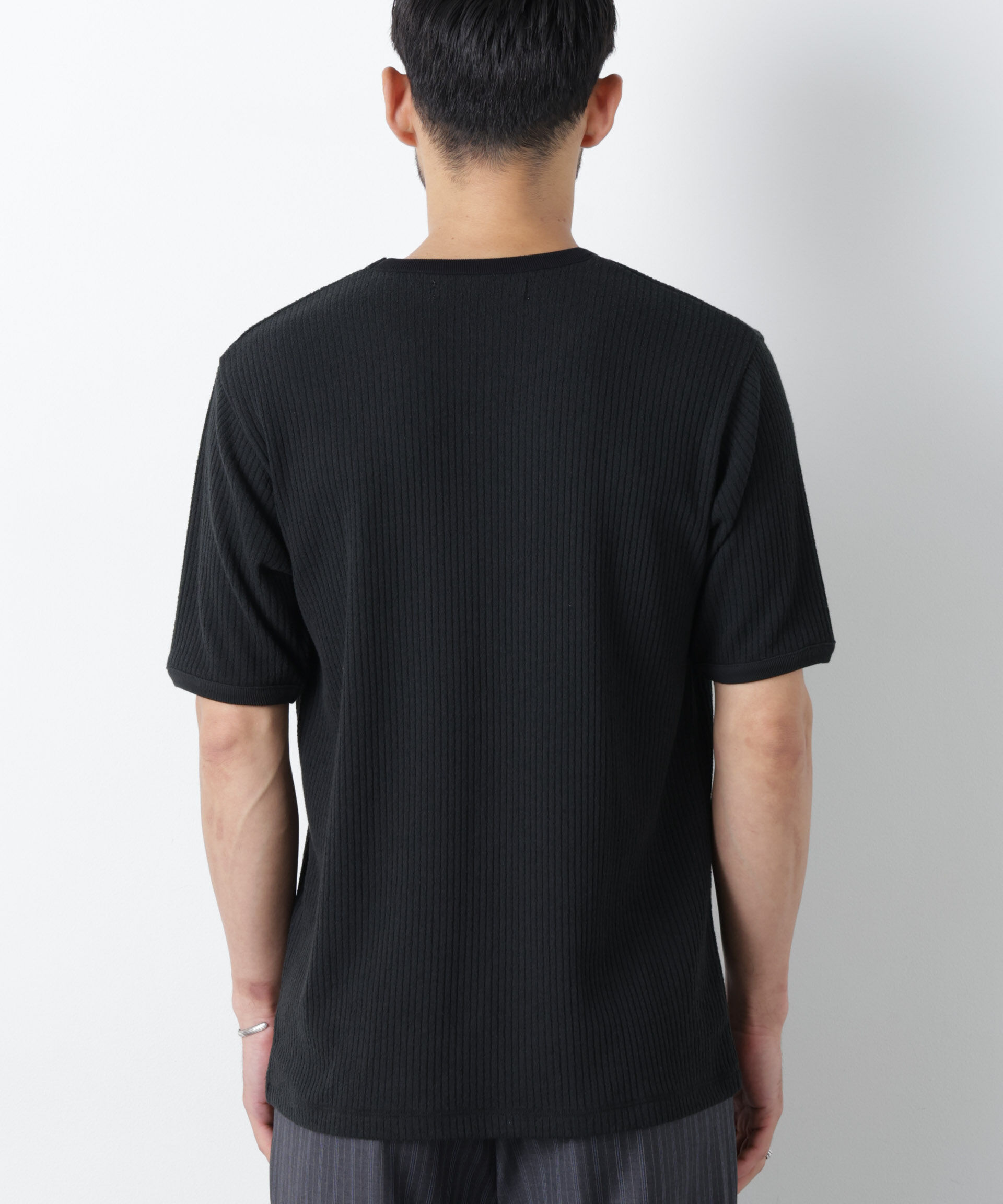 nano･universe「強撚ループヤーン針抜きリンガーTEE」|Tシャツ・カットソー|