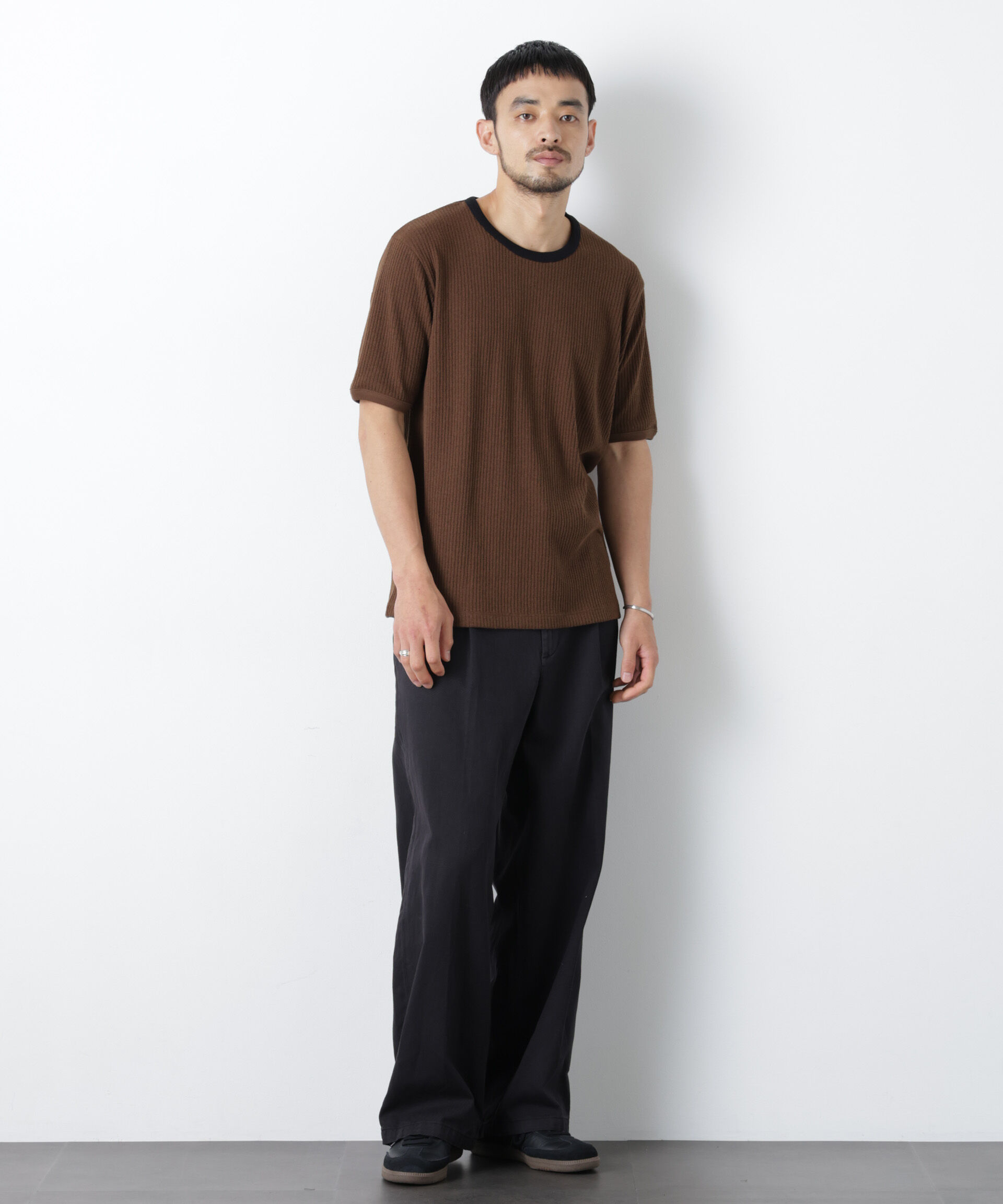 nano･universe「強撚ループヤーン針抜きリンガーTEE」|Tシャツ・カットソー|
