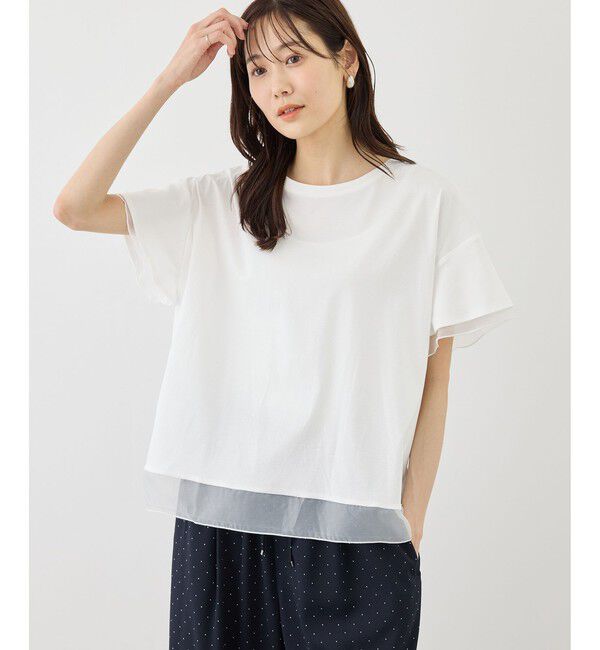 Rope&rsquo;Picnic「70シルケットシアードッキングトップス/着丈が選べる・UVカット・接触冷感」|Tシャツ・カットソー|