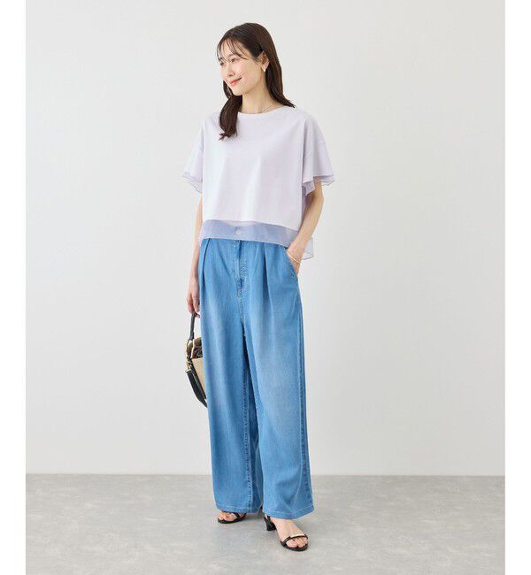 Rope&rsquo;Picnic「70シルケットシアードッキングトップス/着丈が選べる・UVカット・接触冷感」|Tシャツ・カットソー|