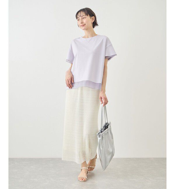 Rope&rsquo;Picnic「70シルケットシアードッキングトップス/着丈が選べる・UVカット・接触冷感」|Tシャツ・カットソー|
