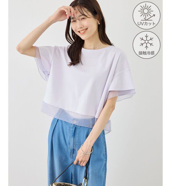 Rope&rsquo;Picnic「70シルケットシアードッキングトップス/着丈が選べる・UVカット・接触冷感」|Tシャツ・カットソー|ラベンダー(52)