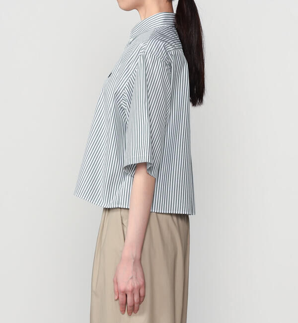 GYMPHLEX「Gymphlex | ショート ボタンダウン半袖シャツ STRIPE WOMEN」|シャツ・ブラウス|