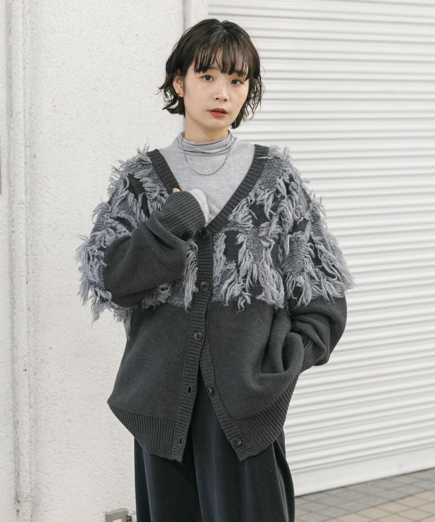  「ジャガードフリンジカーディガン」|カーディガン|