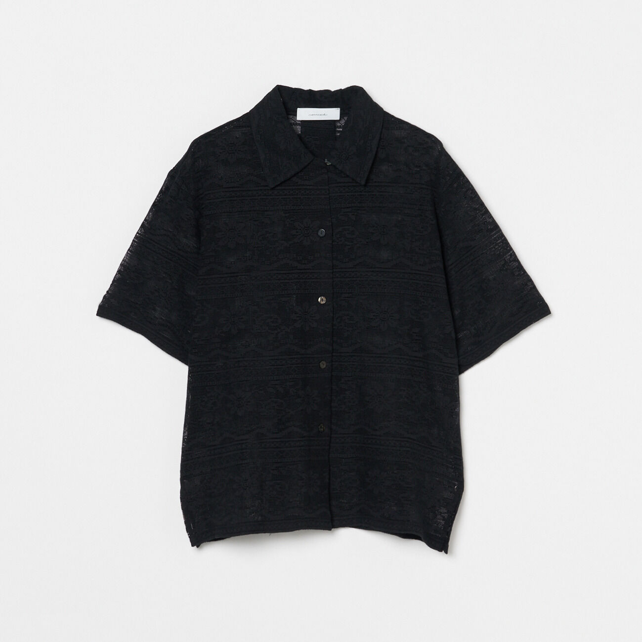  「normment COTTON LACE BUTTON SHIRT」|シャツ・ブラウス|ブラック