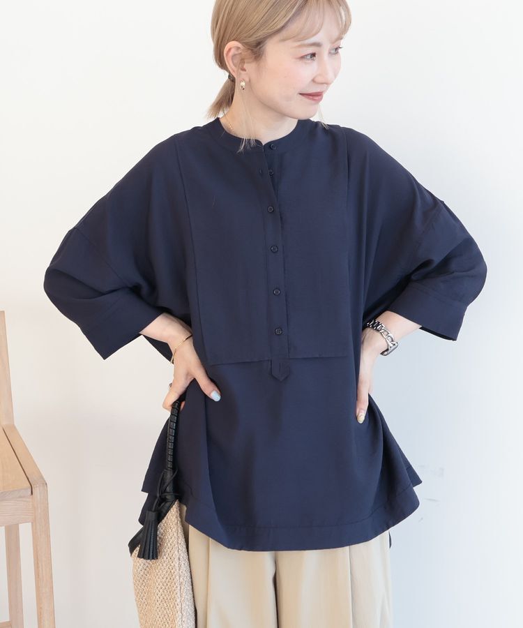 AMERICAN HOLIC「【WEB限定】接触冷感バンドカラーシャツチュニック」|シャツ・ブラウス|