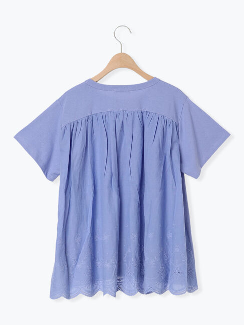 Samansa Mos2「【接触冷感】バックスカラップレースTシャツ」|Tシャツ・カットソー|
