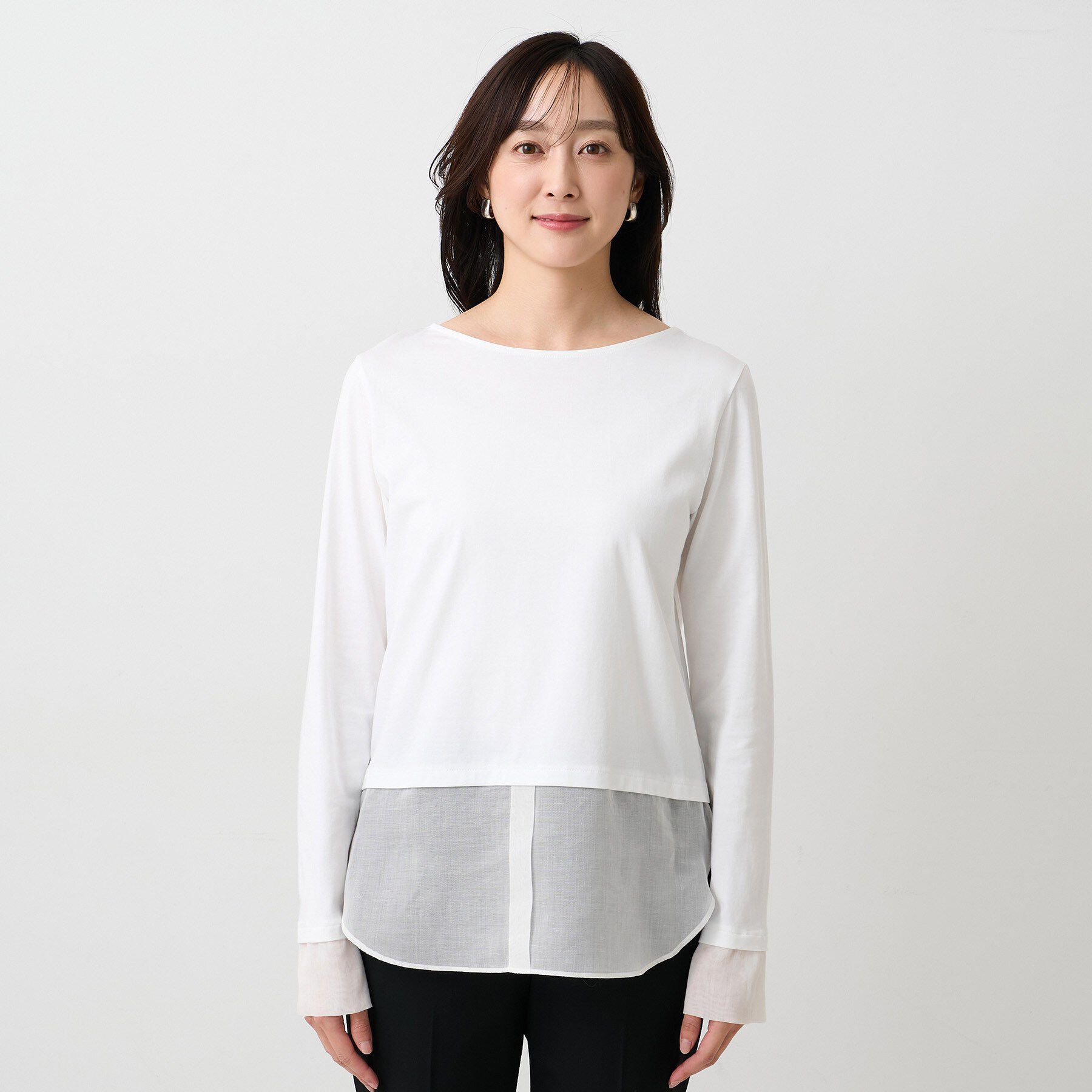 UNTITLED「【洗える/Tシャツ】シャツディテールレイヤードプルオーバー」|Tシャツ・カットソー|