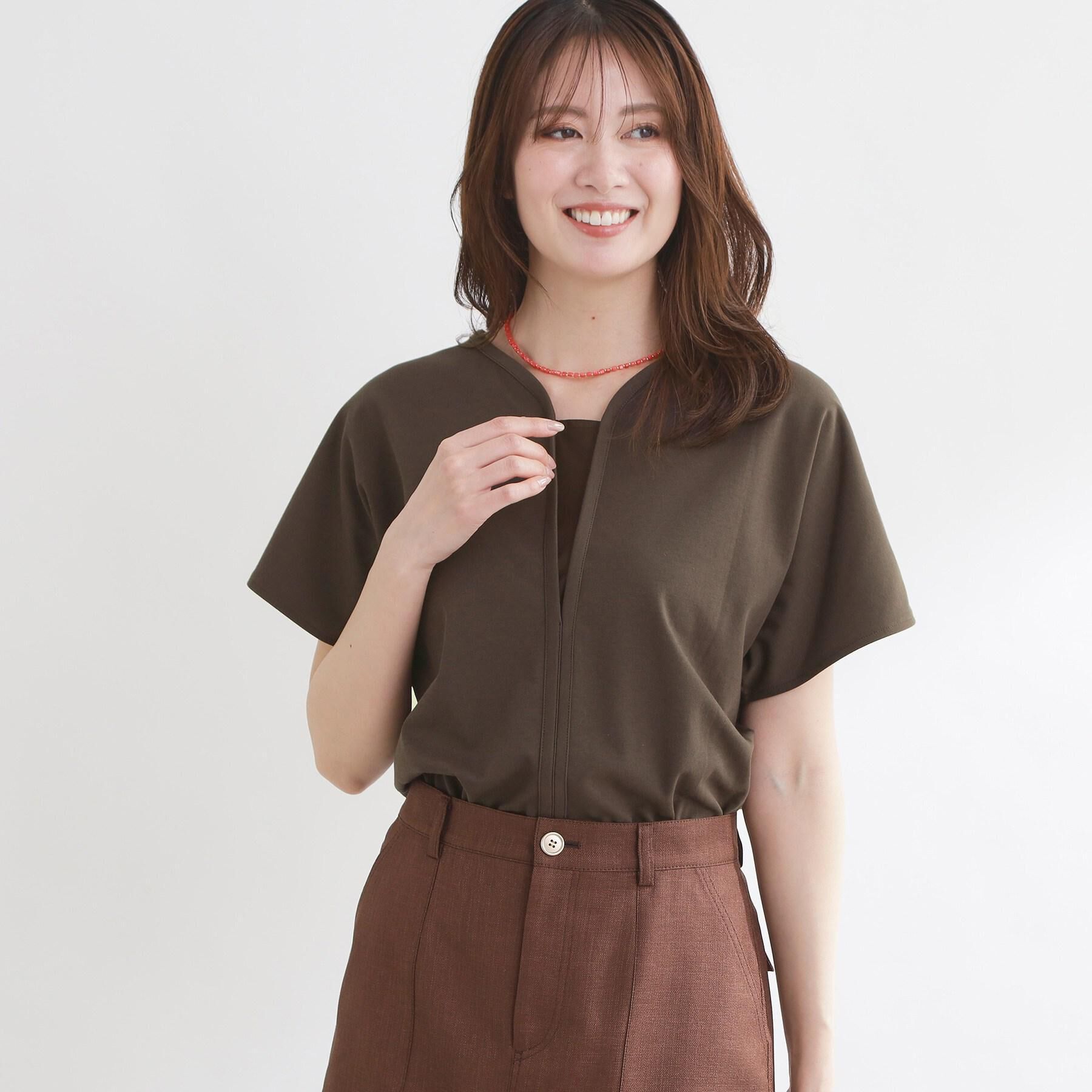 Reflect「【UVカット／接触冷感／吸水速乾】フレアスリーブプルオーバー」|Tシャツ・カットソー|ブラウン(043)