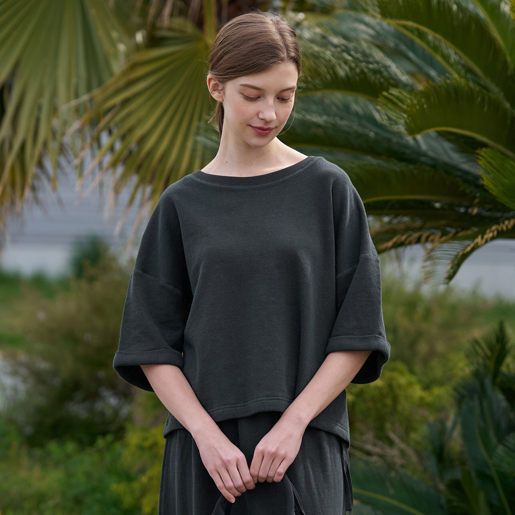 DRESSTERIOR「【ウォッシャブル/セットアップ可】リネン混裏毛ドロストプルオーバー」|Tシャツ・カットソー|