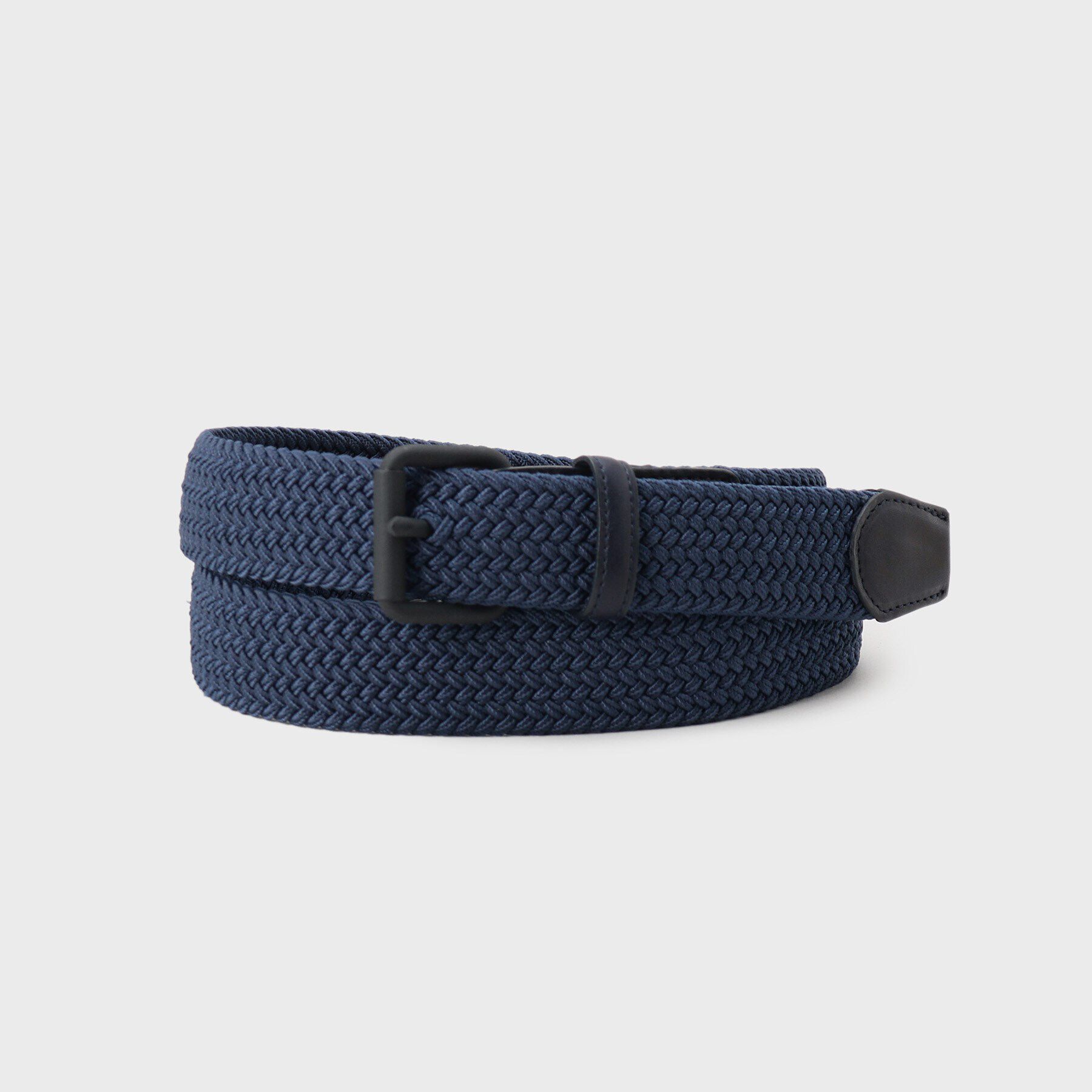 TAKEO KIKUCHI「【Made in JAPAN】レザーコンビ マットバックル ゴムメッシュベルト」|ベルト|ネイビー(094)