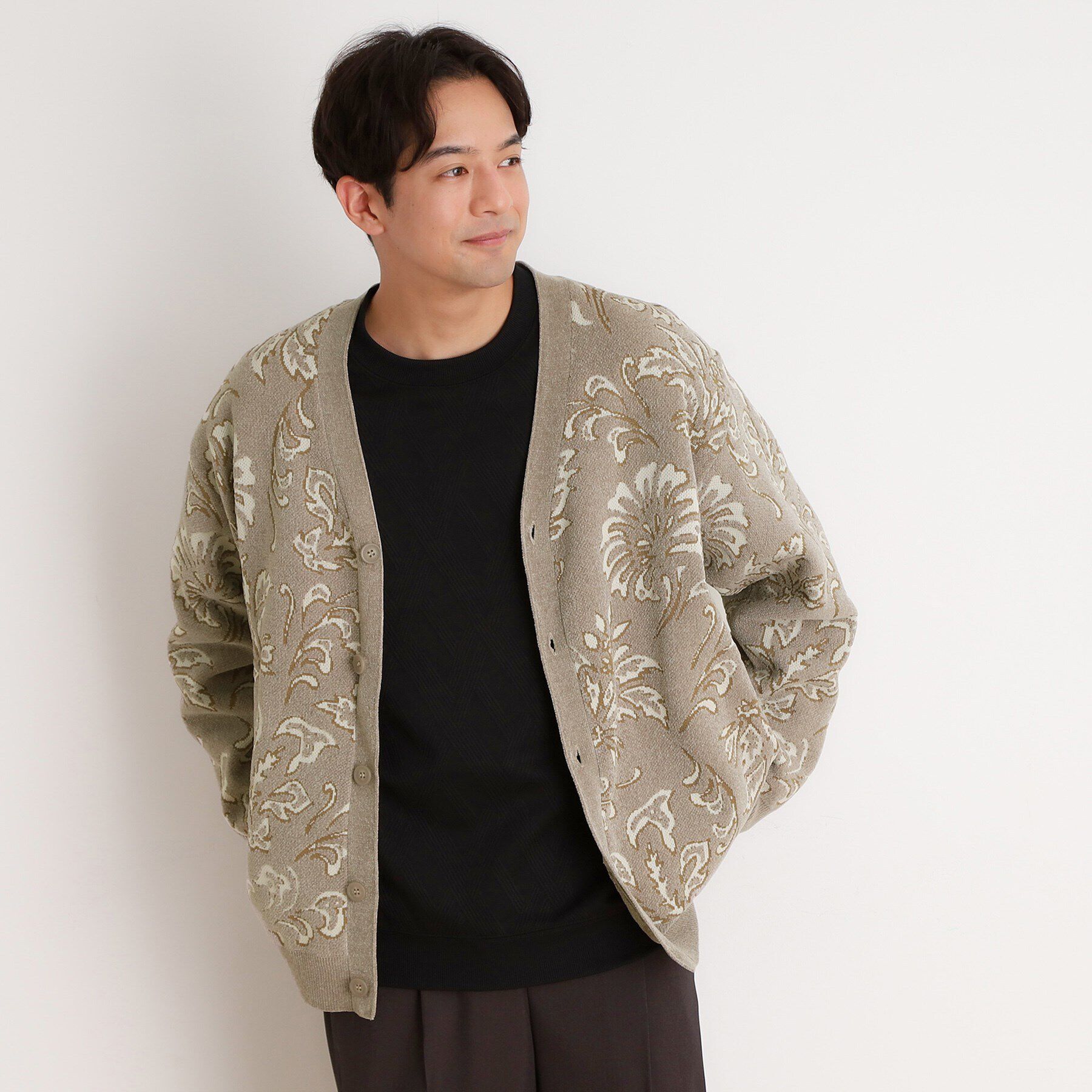 THE SHOP TK「ジャカード モールニット カーディガン」|カーディガン|ベージュ(152)