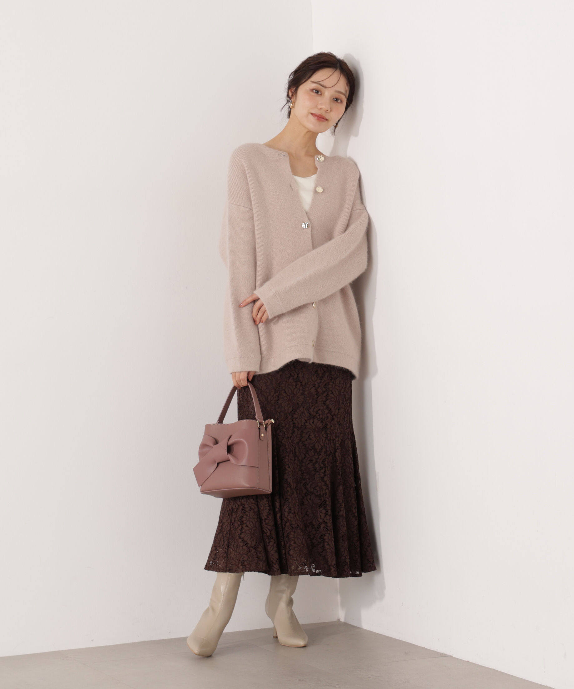 PROPORTION BODY DRESSING「FOX混ダブルフェイスニットカーディガン 25AW」|カーディガン|