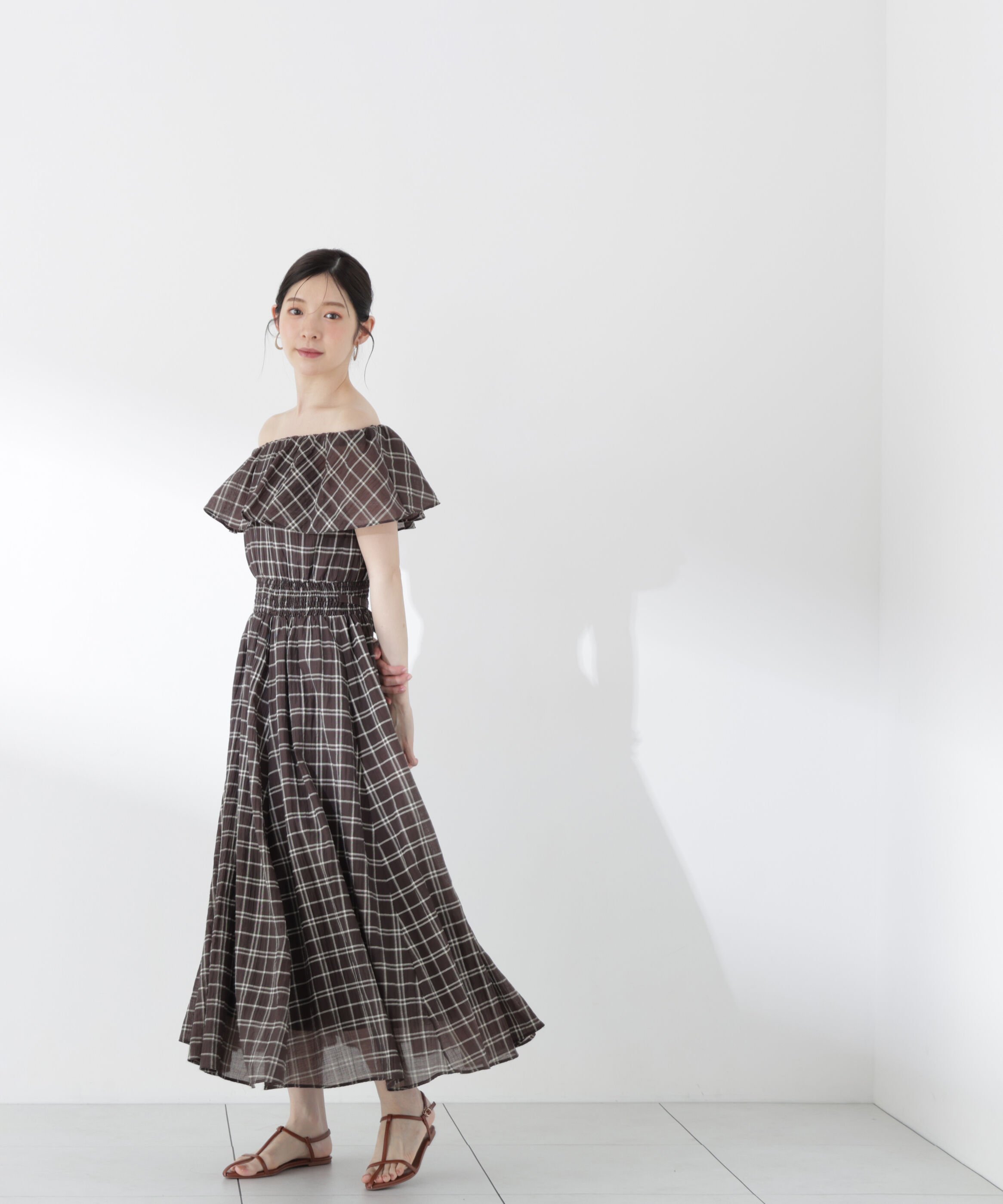 PROPORTION BODY DRESSING「シアーチェックオフショルワンピース26SS」|ワンピース|