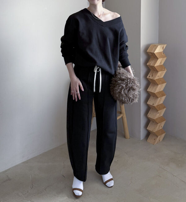 Doux archives「裏起毛Ｖネック前後２ＷＡＹプルオーバー」|Tシャツ・カットソー|