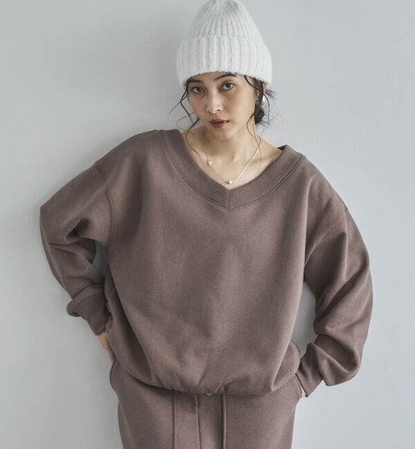 Doux archives「裏起毛Ｖネック前後２ＷＡＹプルオーバー」|Tシャツ・カットソー|BROWN