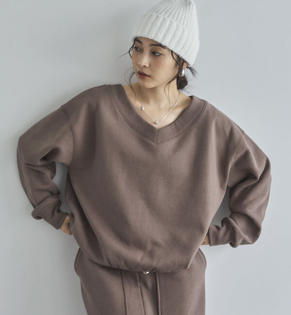 Doux archives「裏起毛Ｖネック前後２ＷＡＹプルオーバー」|Tシャツ・カットソー|