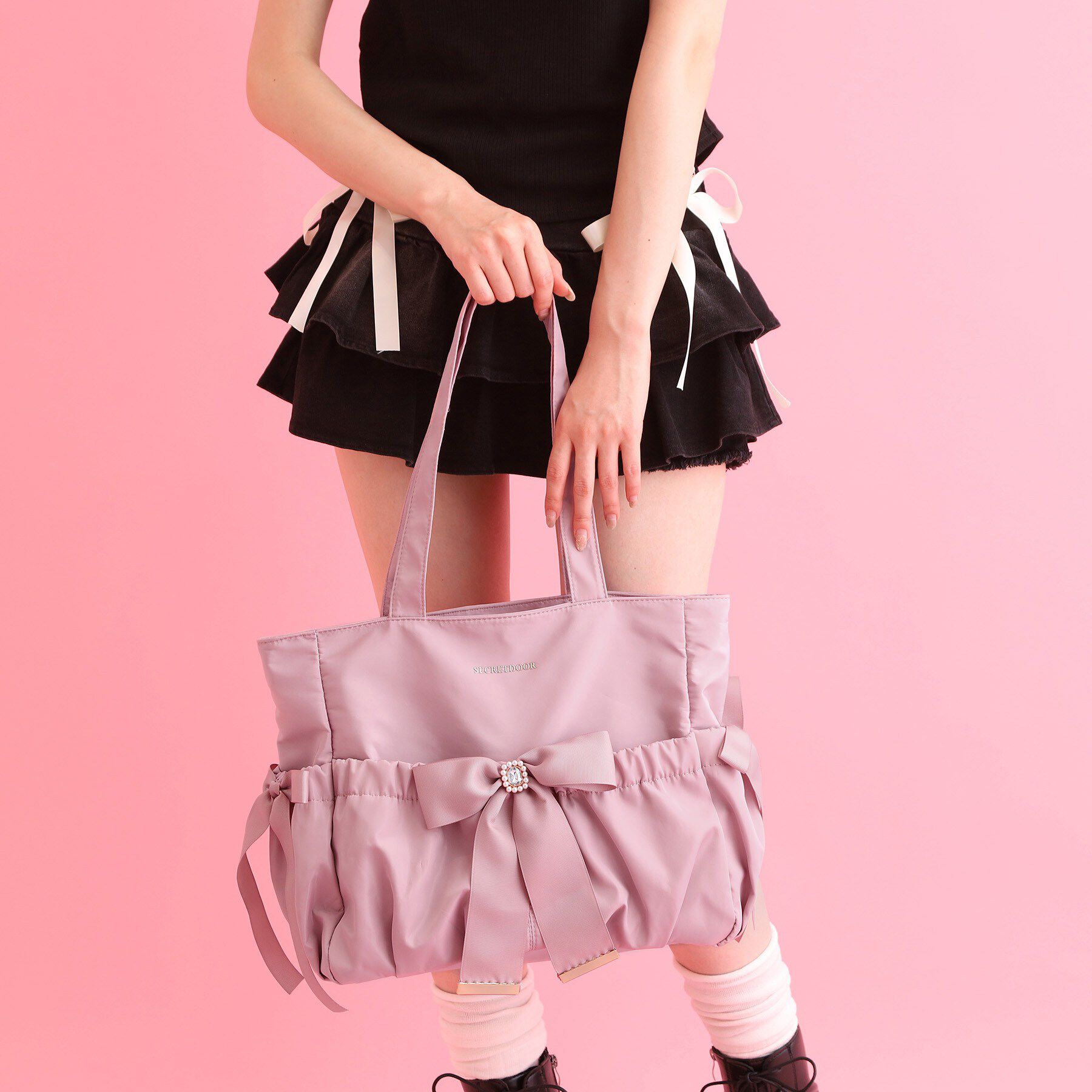 Ober Tashe「キャリーオンベルト付リボントートバッグ」|トートバッグ|