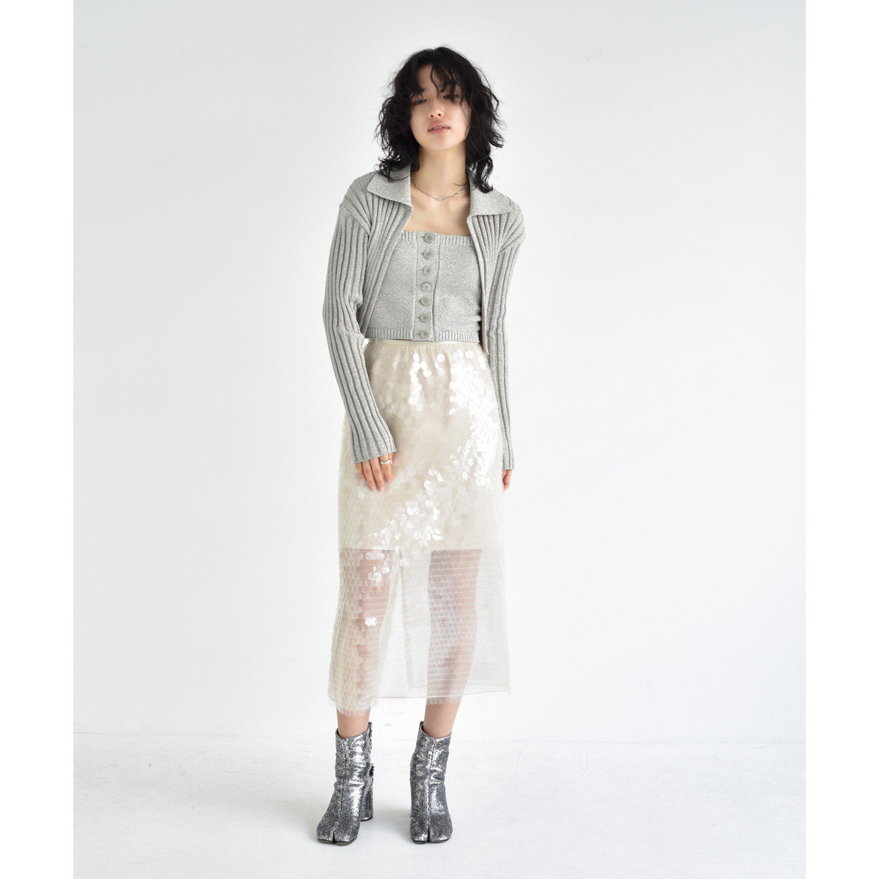 CODE A「lame knit cardigan」|カーディガン|