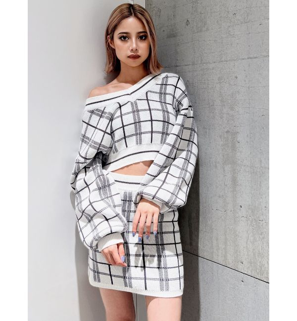 GYDA「CHECK PATTERN ニットスカートライクショートパンツ」|スカート|
