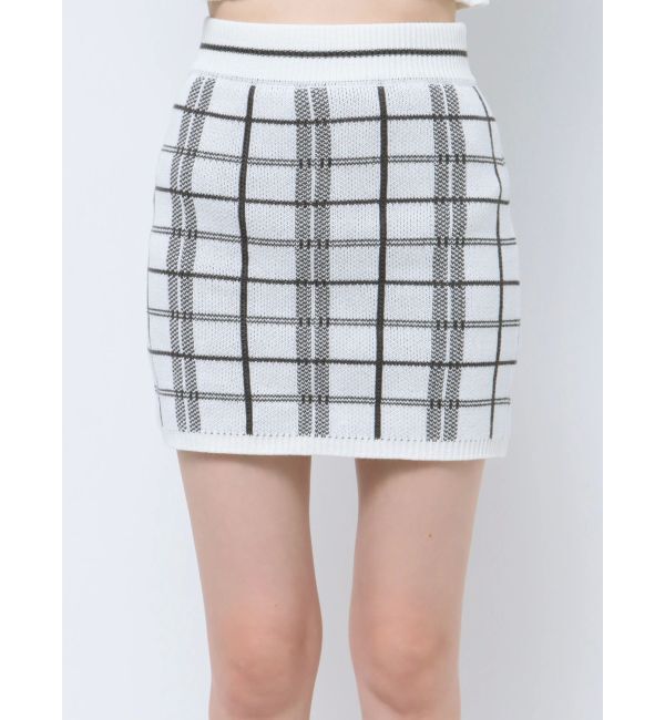 GYDA「CHECK PATTERN ニットスカートライクショートパンツ」|スカート|