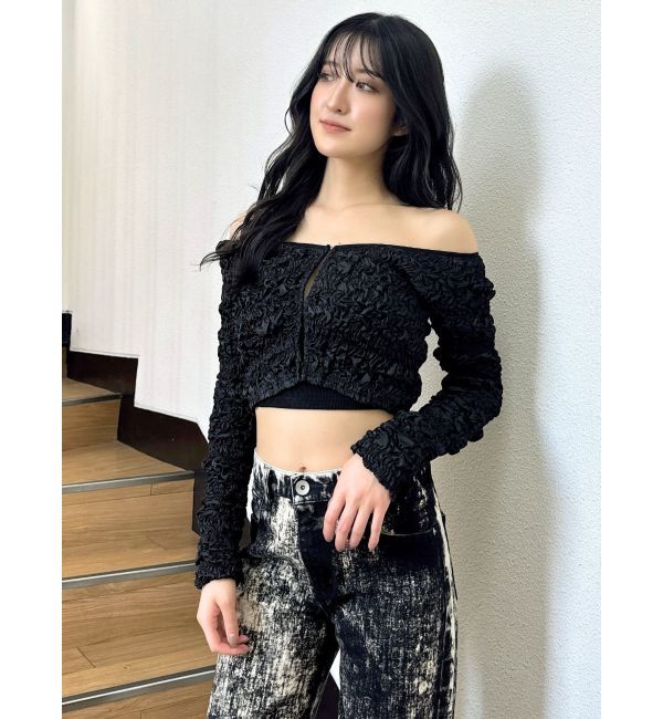 GYDA「シャーリング2WAYショートカーディガン」|カーディガン|