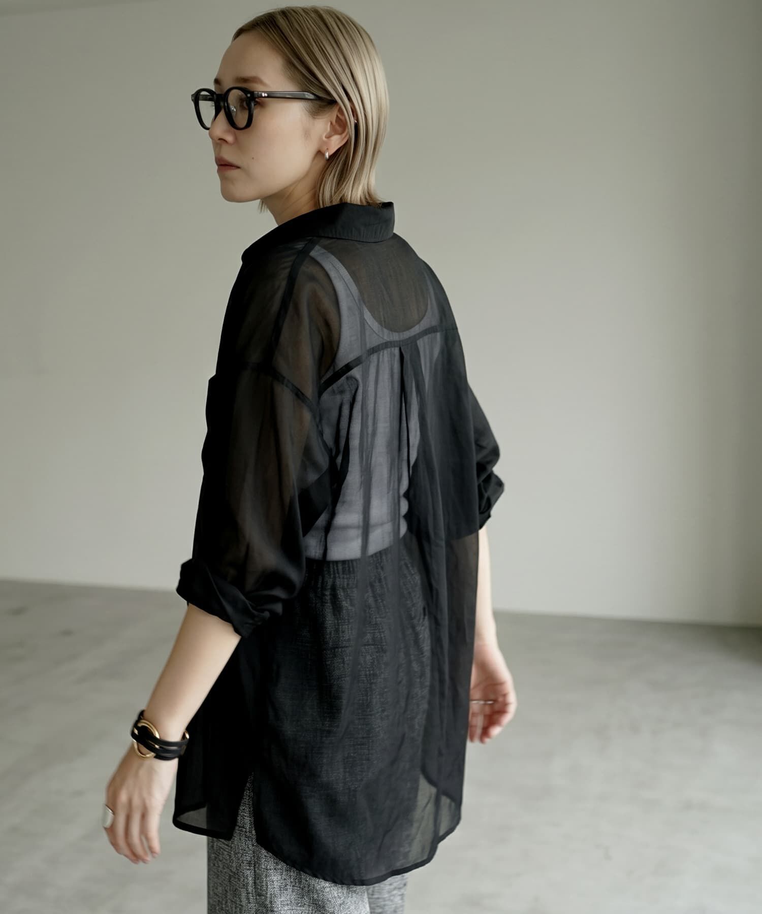 STYLE DELI「【BLK001】サマーシアー片ポケットシャツ」|シャツ・ブラウス|