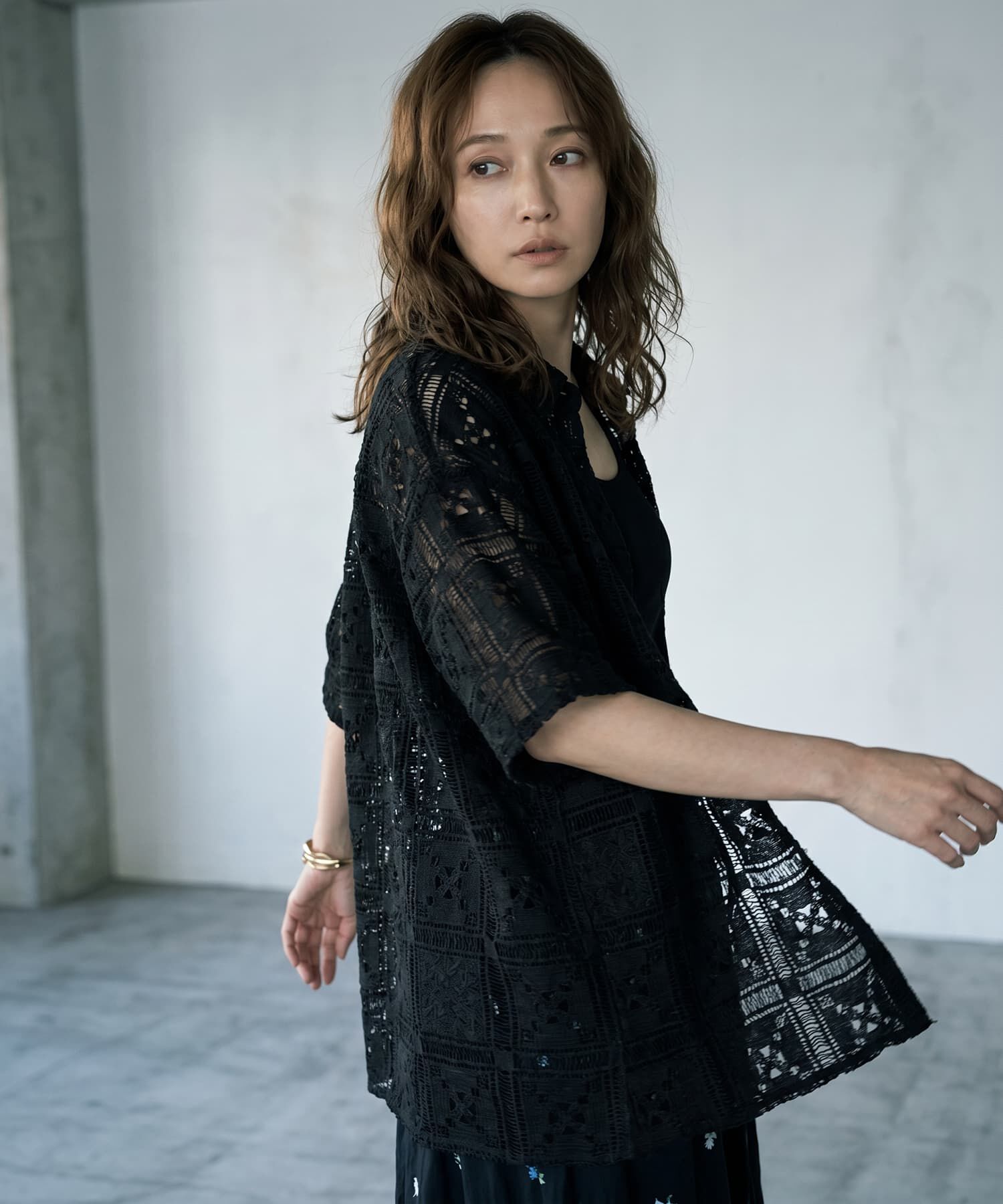 STYLE DELI「【BLK001】クロシェレースハーフスリーブシャツ」|シャツ・ブラウス|