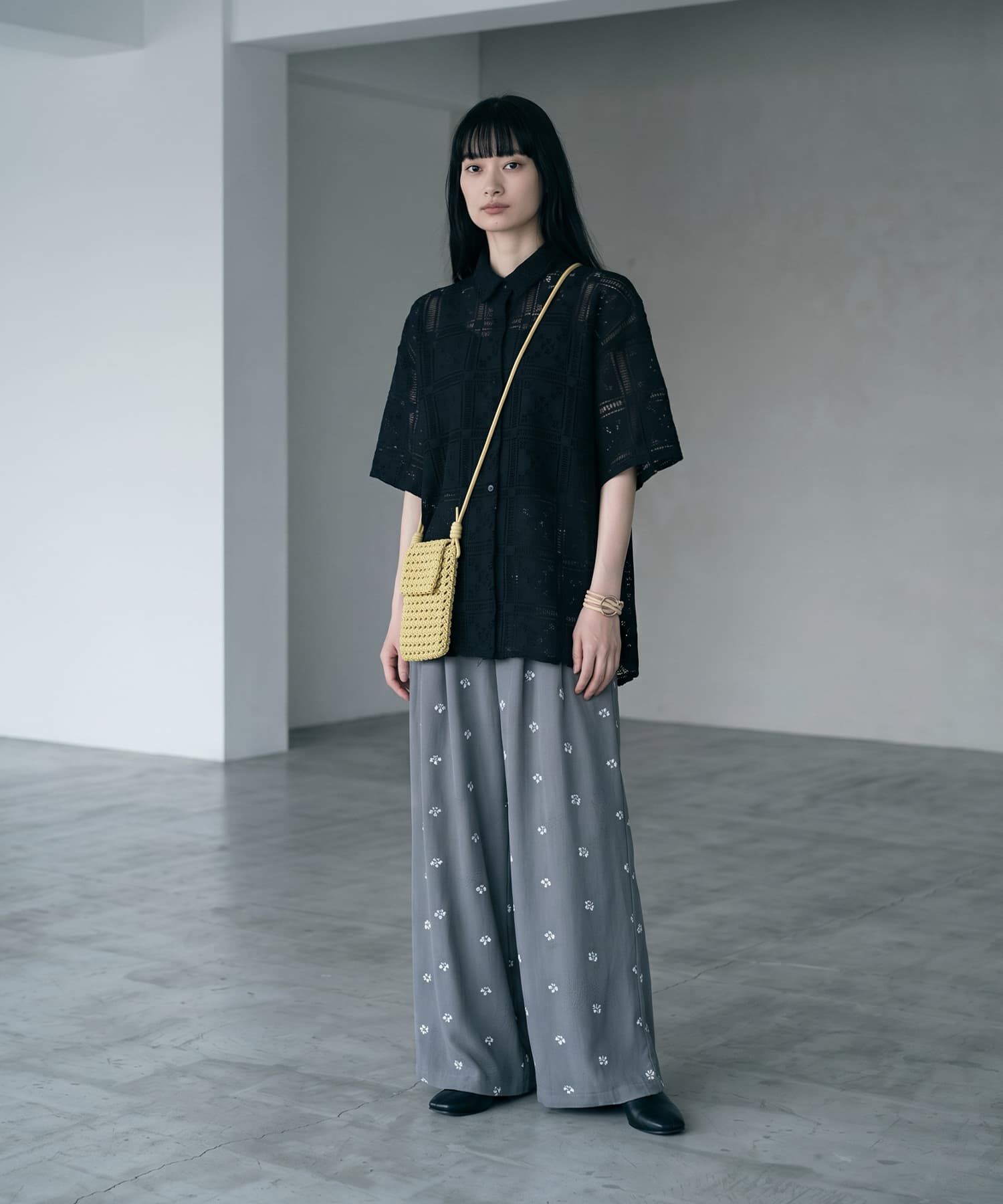 STYLE DELI「【BLK001】クロシェレースハーフスリーブシャツ」|シャツ・ブラウス|