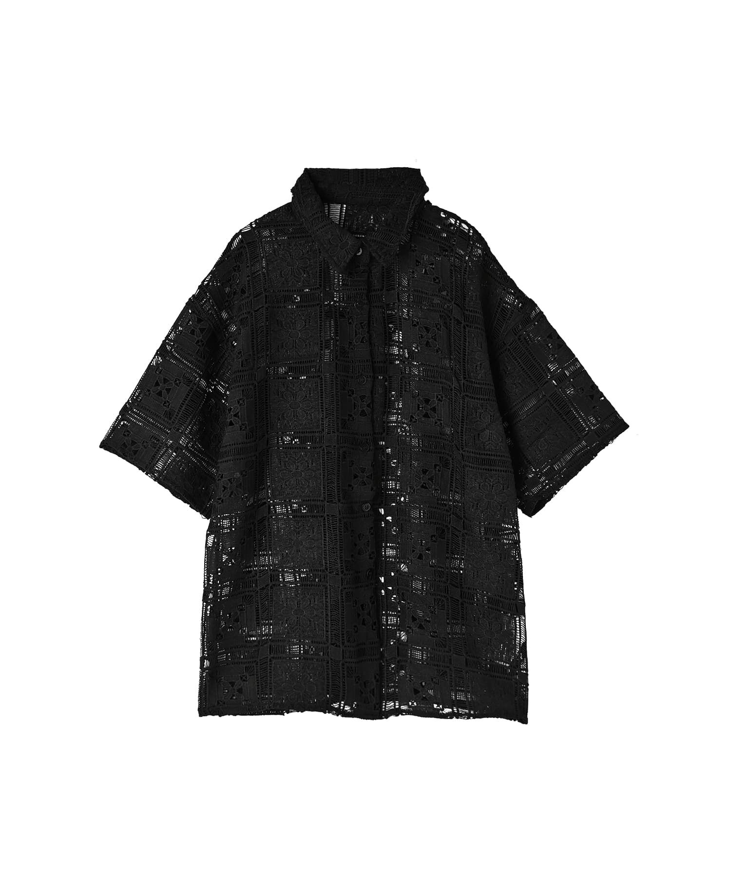 STYLE DELI「【BLK001】クロシェレースハーフスリーブシャツ」|シャツ・ブラウス|