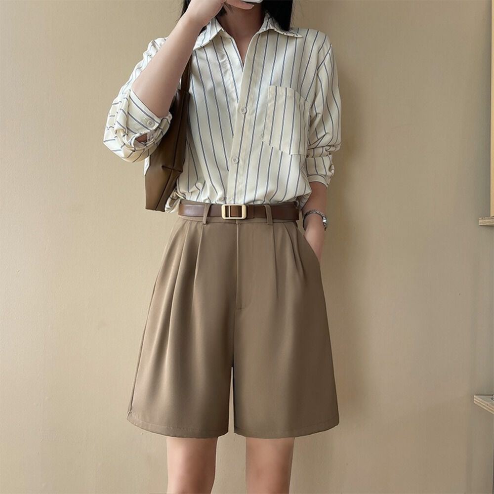 BACKYARD FAMILY「ハーフパンツ ボトムス レディース 通販 ショートパンツ おしゃれ きれいめ タックパンツ」|その他|ブラウン1