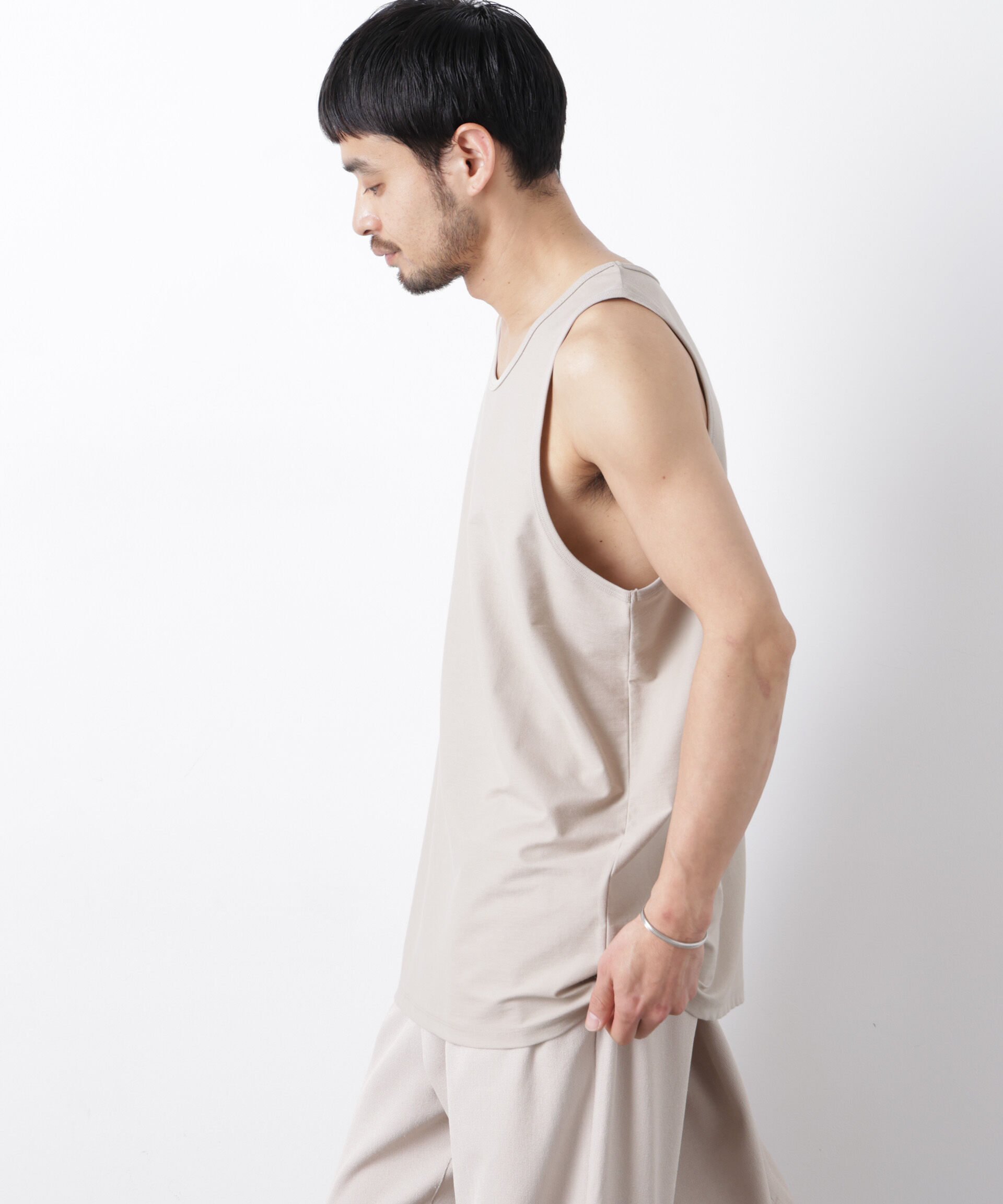 nano･universe「｢Meaningful Continuity｣coveross(R) ﾂｲﾙ調 冷感ﾌﾟﾚｰﾃｨﾝｸﾞ天竺 ﾀﾝ  」|Tシャツ・カットソー|