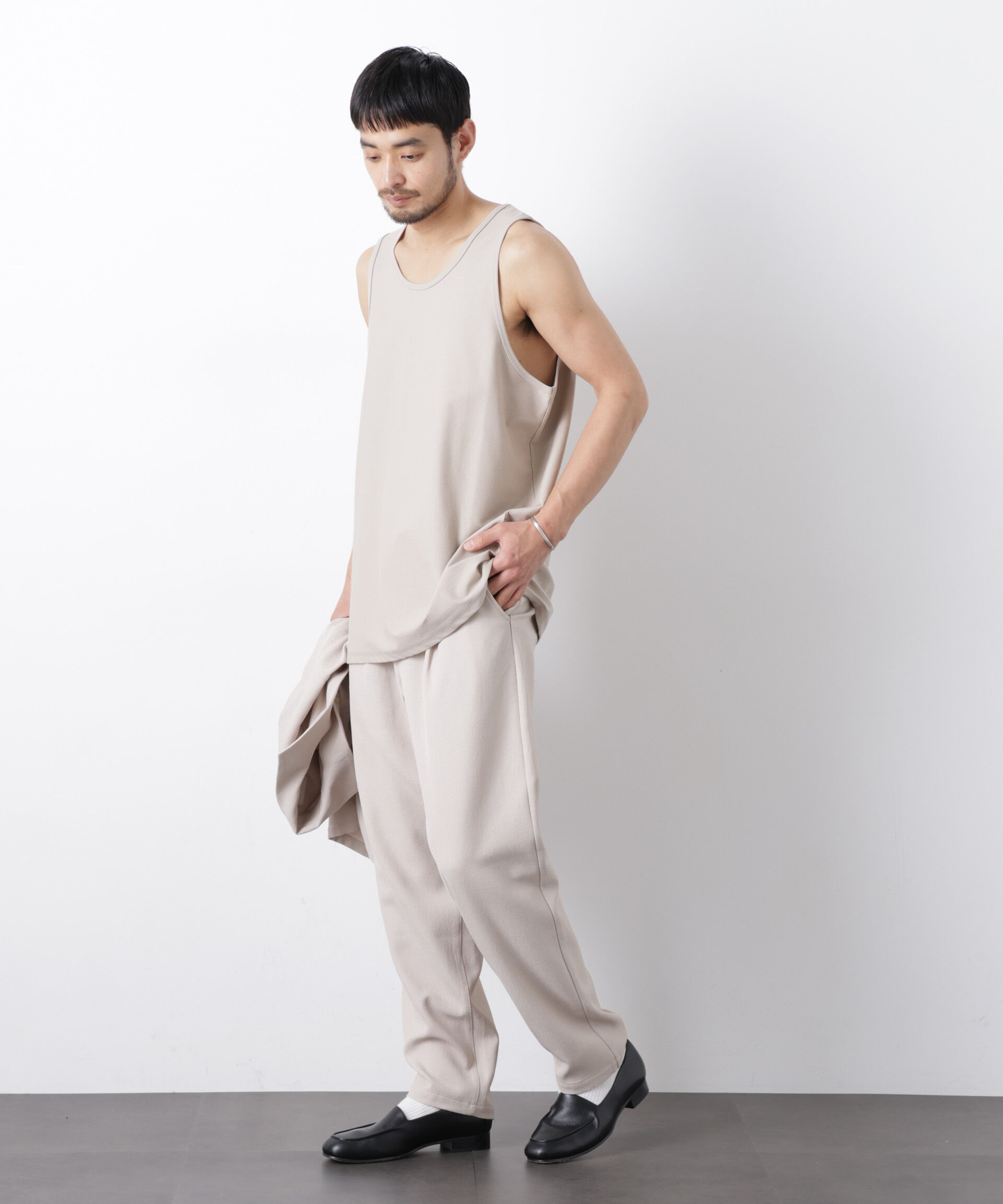 nano･universe「｢Meaningful Continuity｣coveross(R) ﾂｲﾙ調 冷感ﾌﾟﾚｰﾃｨﾝｸﾞ天竺 ﾀﾝ  」|Tシャツ・カットソー|