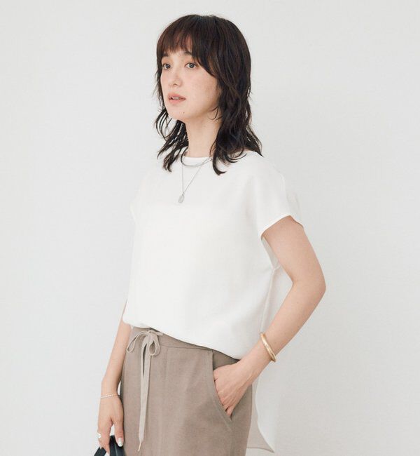  「【セットアップ着用可能/ドライタッチ/シワになりにくい】メッシュフレンチブラウス」|シャツ・ブラウス|