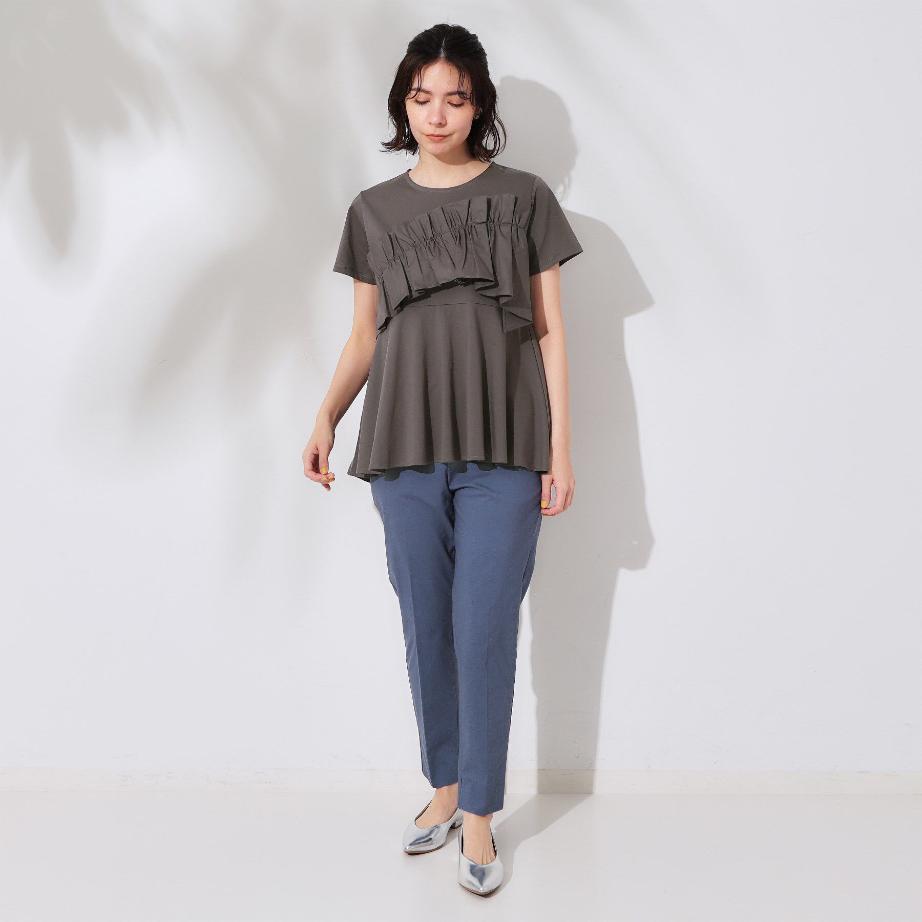 OPAQUE.CLIP「フリルドッキングペプラムトップス【接触冷感／洗濯機洗い可】」|Tシャツ・カットソー|