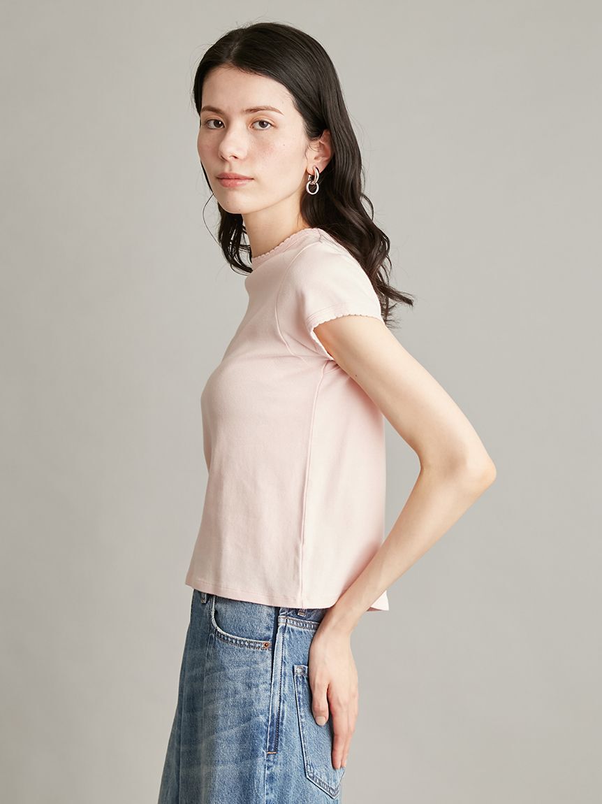 Mila Owen「【接触冷感】スカラップデザインコンパクトＴシャツ」|Tシャツ・カットソー|