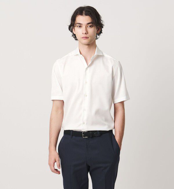 UNITED ARROWS「イージーケア AG パナマ ショートスリーブ カッタウェイカラーシャツ 抗菌防臭 通気性」|シャツ・ブラウス|WHITE