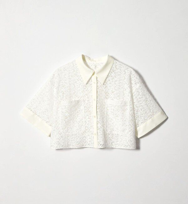 EMMEL REFINES「＜EMMEL REFINES＞EM ラッセルレース ショートスリーブ シャツ」|シャツ・ブラウス|WHITE