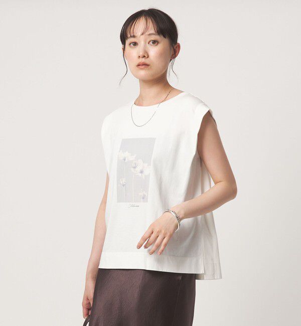 UNITED ARROWS green label relaxing「フォトプリント フレンチスリーブ Tシャツ 接触冷感」|Tシャツ・カットソー|