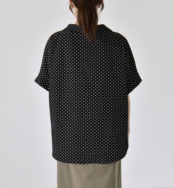 quaranciel「《予約》quaranciel:〈手洗い可能〉サッカー ドロストカラー スキッパー シャツ ブラウス」|シャツ・ブラウス|