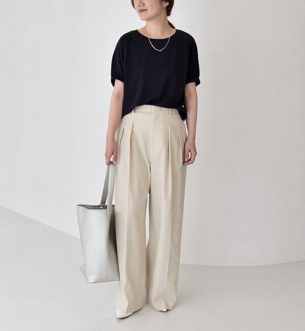 quaranciel「《予約》quaranciel:〈洗濯機可能〉シルク ミックス パフ スリーブ プルオーバー」|Tシャツ・カットソー|