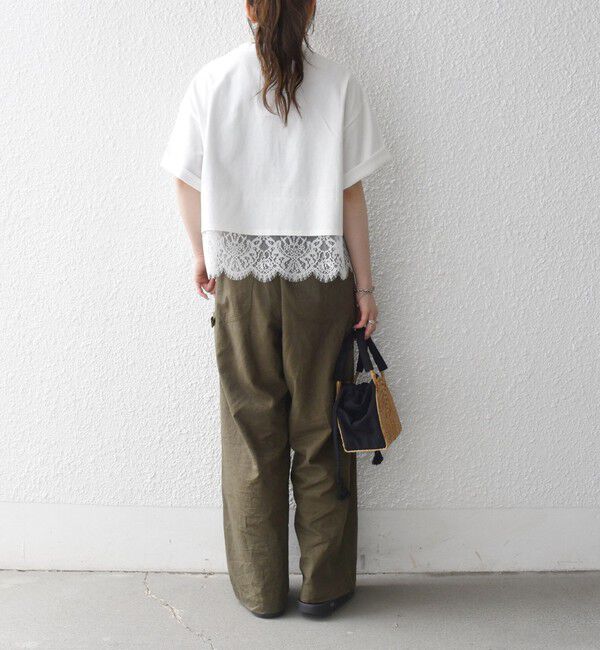 SHIPS any「《予約》SHIPS any:〈洗濯機可能〉ジップ レース ヘム ハーフスリーブ TEE」|Tシャツ・カットソー|