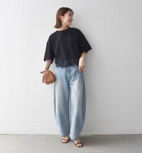 SHIPS any「《予約》SHIPS any:〈洗濯機可能〉ジップ レース ヘム ハーフスリーブ TEE」|Tシャツ・カットソー|