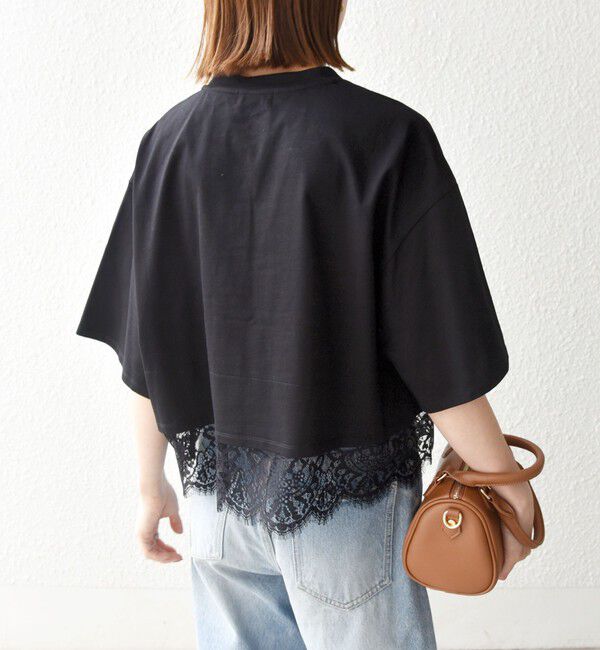 SHIPS any「《予約》SHIPS any:〈洗濯機可能〉ジップ レース ヘム ハーフスリーブ TEE」|Tシャツ・カットソー|