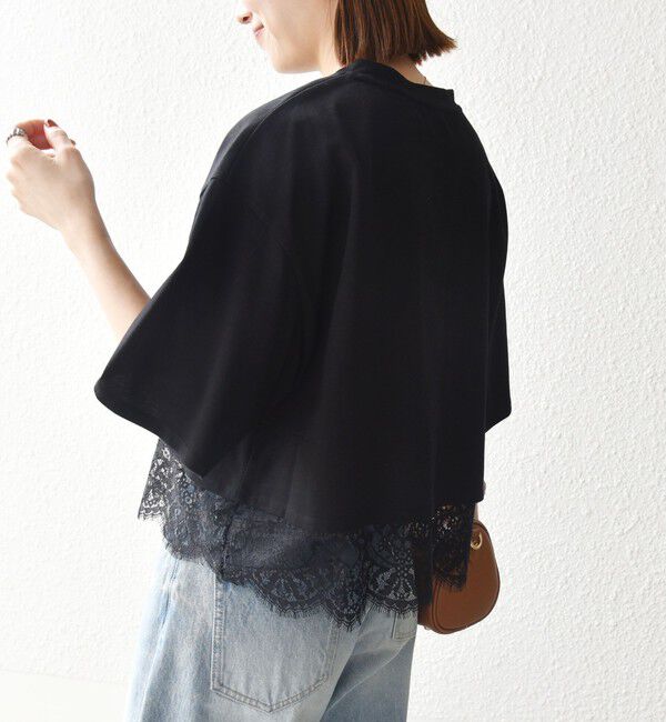 SHIPS any「《予約》SHIPS any:〈洗濯機可能〉ジップ レース ヘム ハーフスリーブ TEE」|Tシャツ・カットソー|
