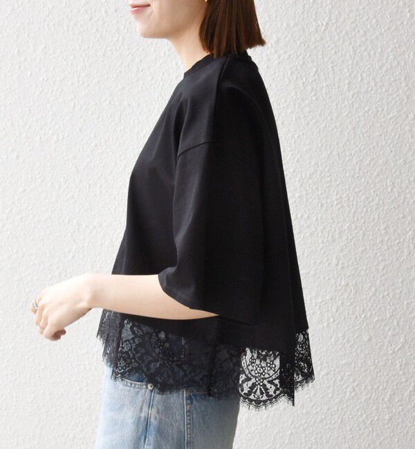 SHIPS any「《予約》SHIPS any:〈洗濯機可能〉ジップ レース ヘム ハーフスリーブ TEE」|Tシャツ・カットソー|